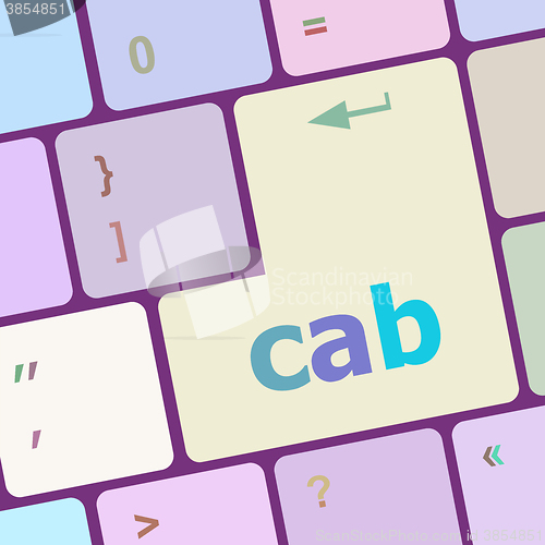 Image of cab word on computer pc keyboard key vector illustration