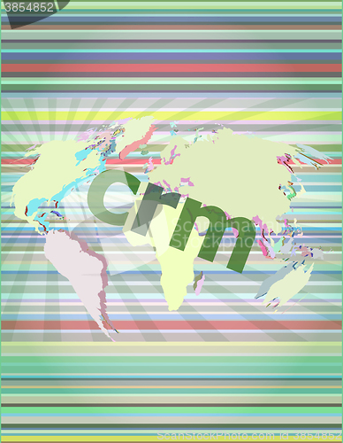 Image of crm word, backgrounds touch screen with transparent buttons. concept of a modern internet vector illustration