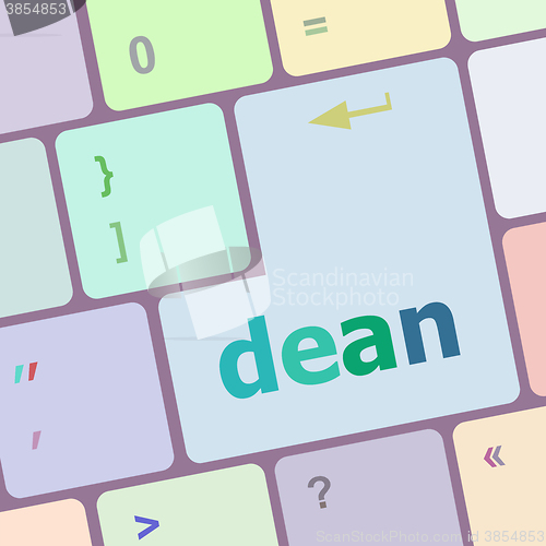 Image of dean word on computer pc keyboard key vector illustration