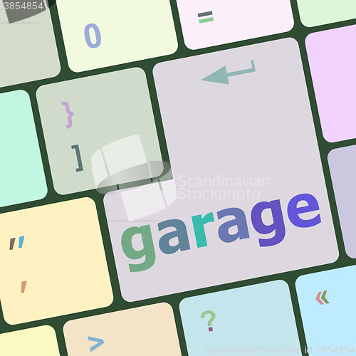 Image of garage button on computer pc keyboard key vector illustration
