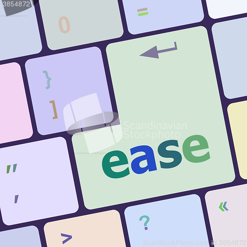 Image of easy word on keyboard key, notebook computer button vector illustration