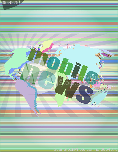 Image of News and press concept: words mobile news on digital screen vector illustration