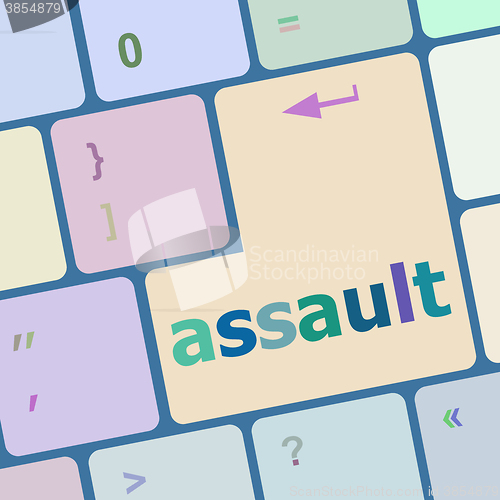 Image of Keyboard with enter button, assault word on it vector illustration