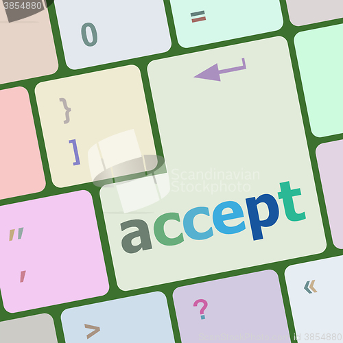 Image of accept on computer keyboard key enter button vector illustration
