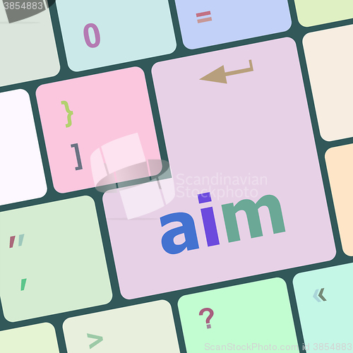 Image of aim word with key on enter keyboard vector illustration