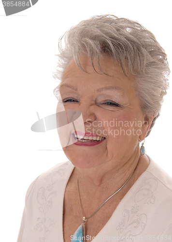 Image of Portrait of smiling senior woman.