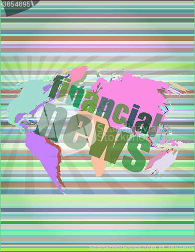 Image of financial news words on digital touch screen vector illustration