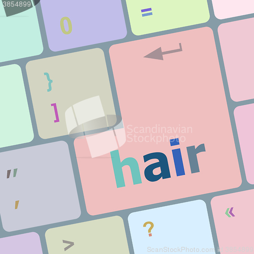 Image of hair word on computer pc keyboard key vector illustration