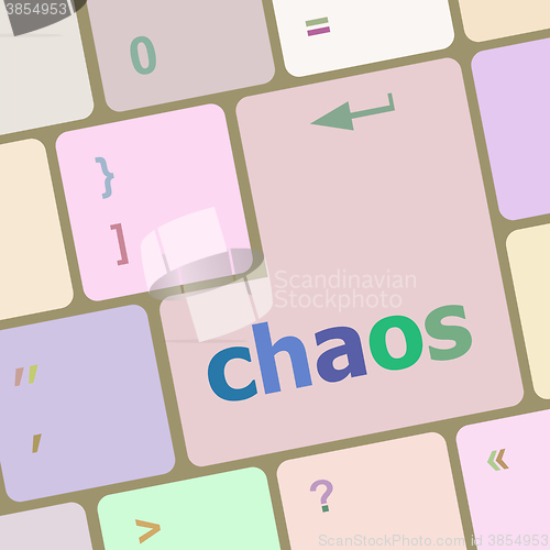 Image of chaos keys on computer keyboard, business concept, raster vector illustration