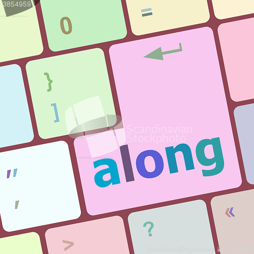 Image of along words concept with key on keyboard vector illustration