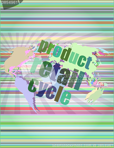 Image of product retail cycle - digital touch screen interface vector illustration