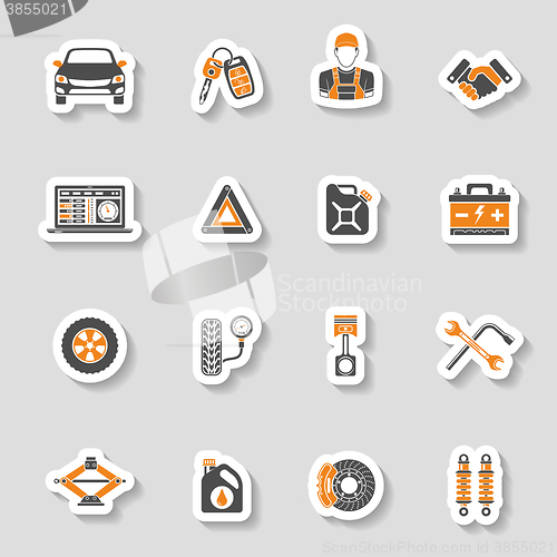 Image of Car Service Vector Icons Sticker Set