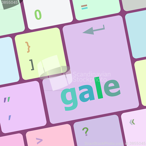 Image of gale word on keyboard key, notebook computer button vector illustration