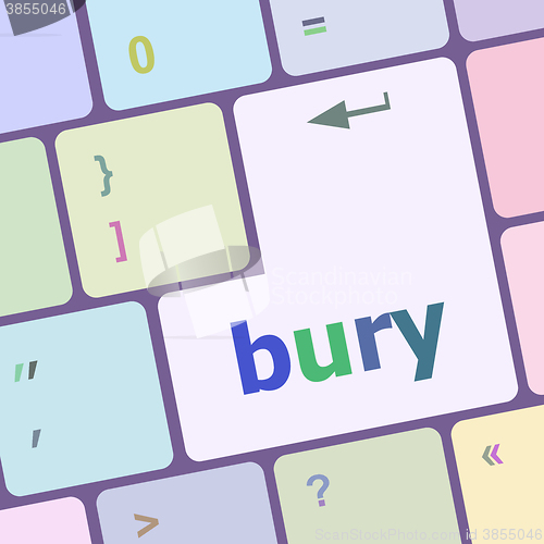 Image of bury word on computer keyboard key vector illustration