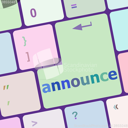 Image of Keyboard with white enter button, announce word on it vector illustration
