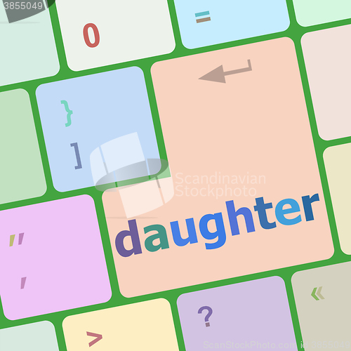 Image of social concept: computer keyboard with word daughter vector illustration