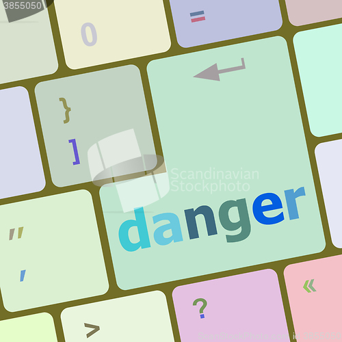 Image of danger word on computer key. security concept vector illustration