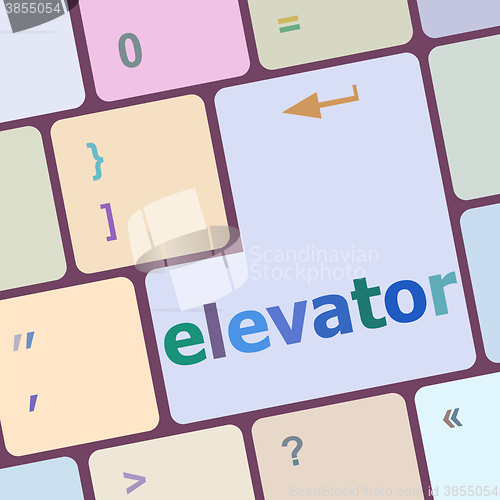 Image of elevator button on computer pc keyboard key vector illustration