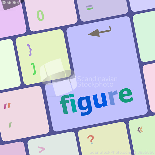 Image of figure word on keyboard key, notebook computer button vector illustration