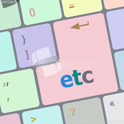 Image of Close-up computer keyboard keys with etc word vector illustration