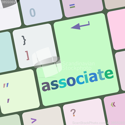 Image of Keyboard with enter button, associate word on it vector illustration