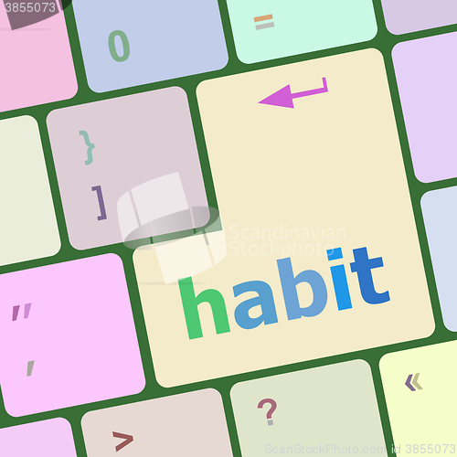 Image of habit word on computer pc keyboard key vector illustration
