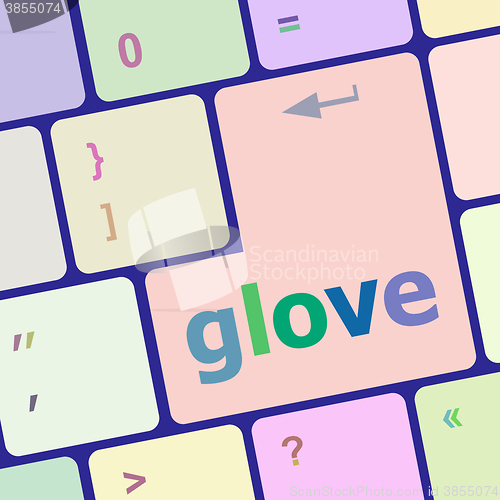 Image of glowe word on keyboard key, notebook computer button vector illustration