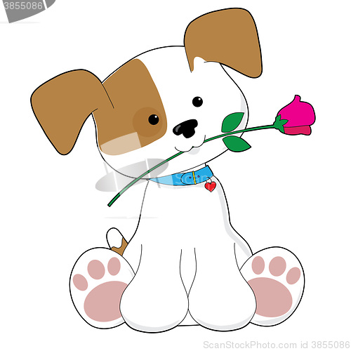 Image of Cute Puppy with Rose