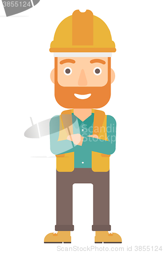 Image of Friendly builder with arms crossed.