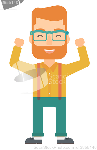 Image of Man with raised hands up.