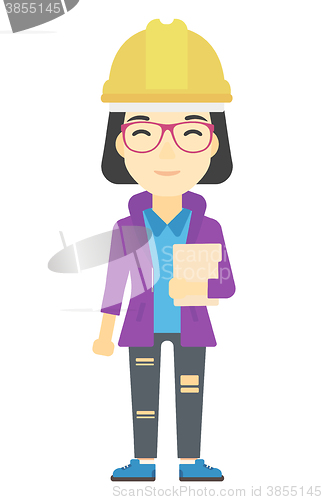 Image of Woman holding tablet.