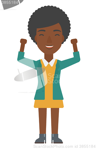 Image of Woman with raised hands up.