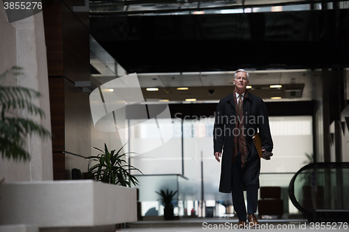 Image of handsome senior business man walking