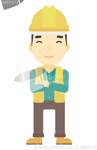 Image of Friendly builder with arms crossed.