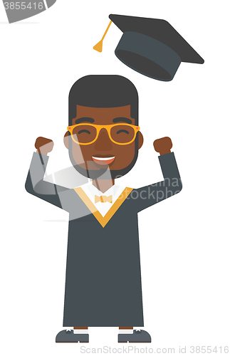 Image of Graduate throwing up his hat.