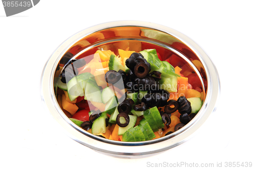 Image of olive tomato cucumber pepper salad