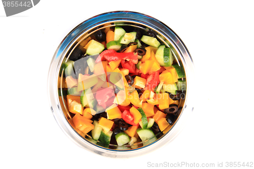 Image of olive tomato cucumber pepper salad