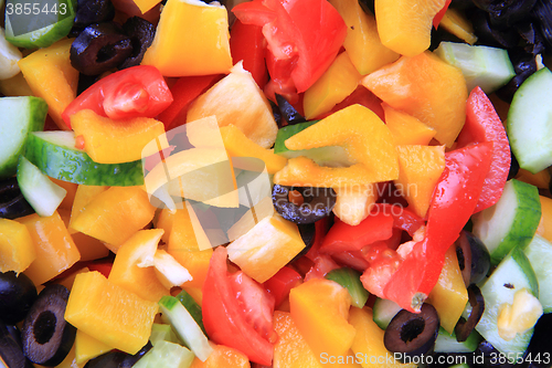 Image of olive tomato cucumber pepper salad