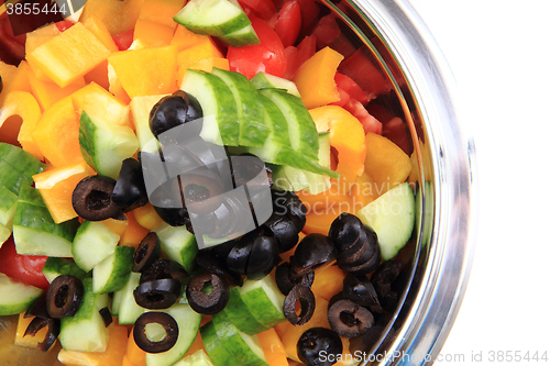 Image of olive tomato cucumber pepper salad