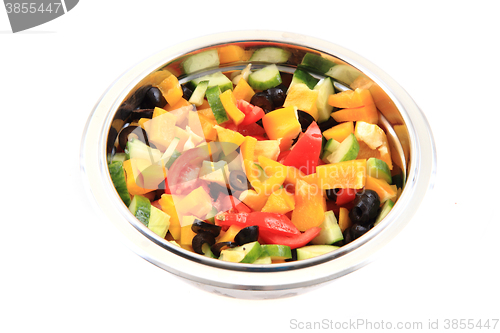 Image of olive tomato cucumber pepper salad