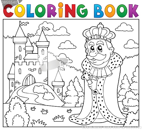 Image of Coloring book king near castle