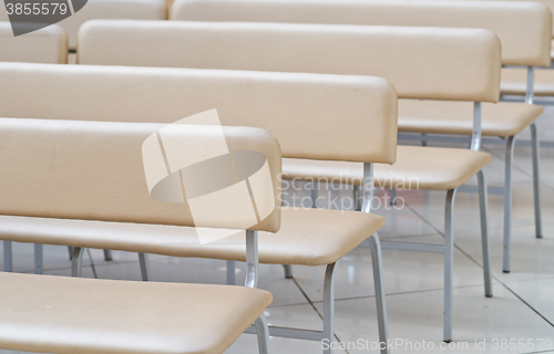 Image of empty leather benches