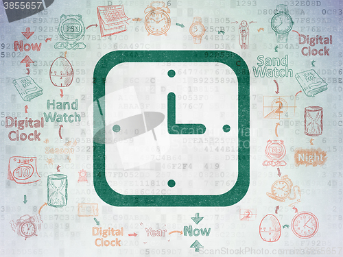 Image of Timeline concept: Watch on Digital Paper background