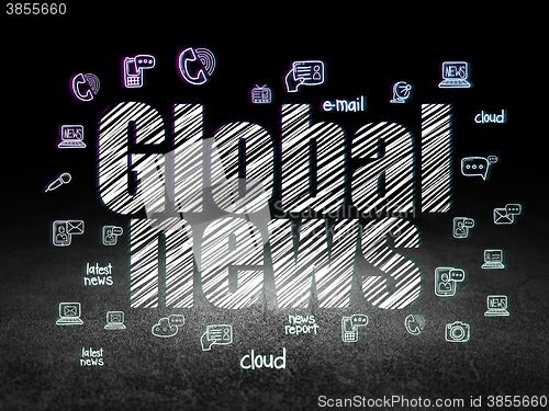 Image of News concept: Global News in grunge dark room