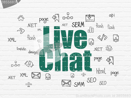 Image of Web design concept: Live Chat on wall background