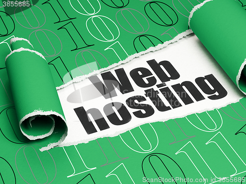 Image of Web design concept: black text Web Hosting under the piece of  torn paper