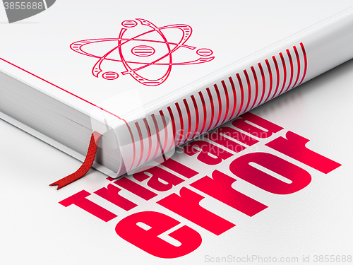 Image of Science concept: book Molecule, Trial And Error on white background