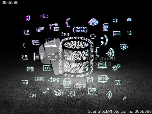 Image of Database concept: Database in grunge dark room