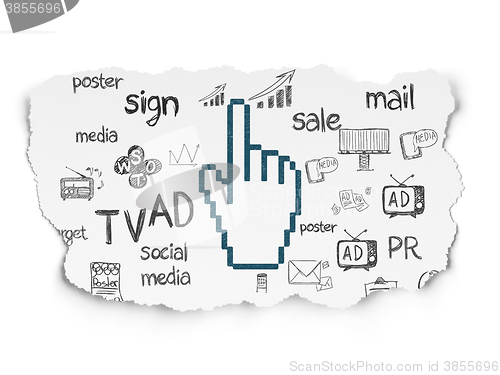 Image of Marketing concept: Mouse Cursor on Torn Paper background
