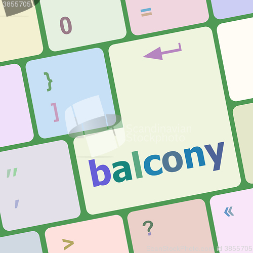 Image of balcony computer keyboard key button vector illustration